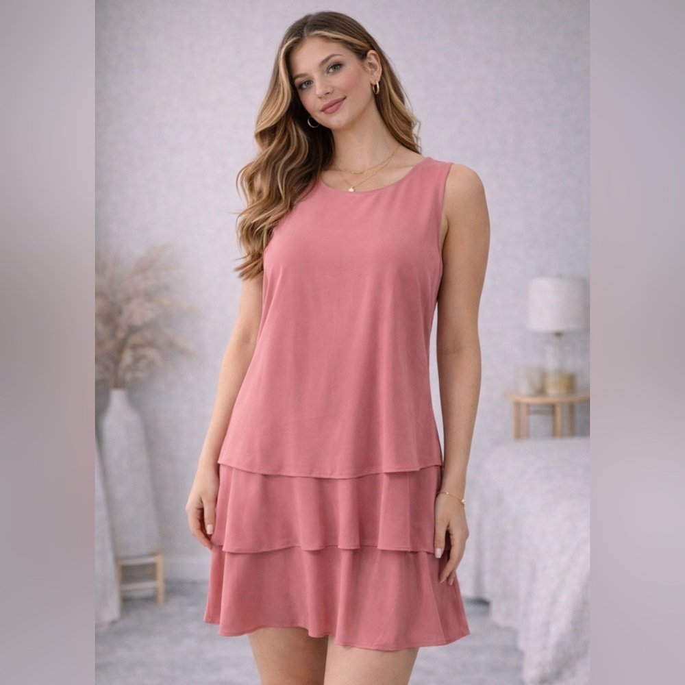 Ralph Lauren Tiered Pink Mini Dress NWT Sz 12 Spring Brunch
